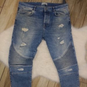 Zara mens jeans with zipper leg